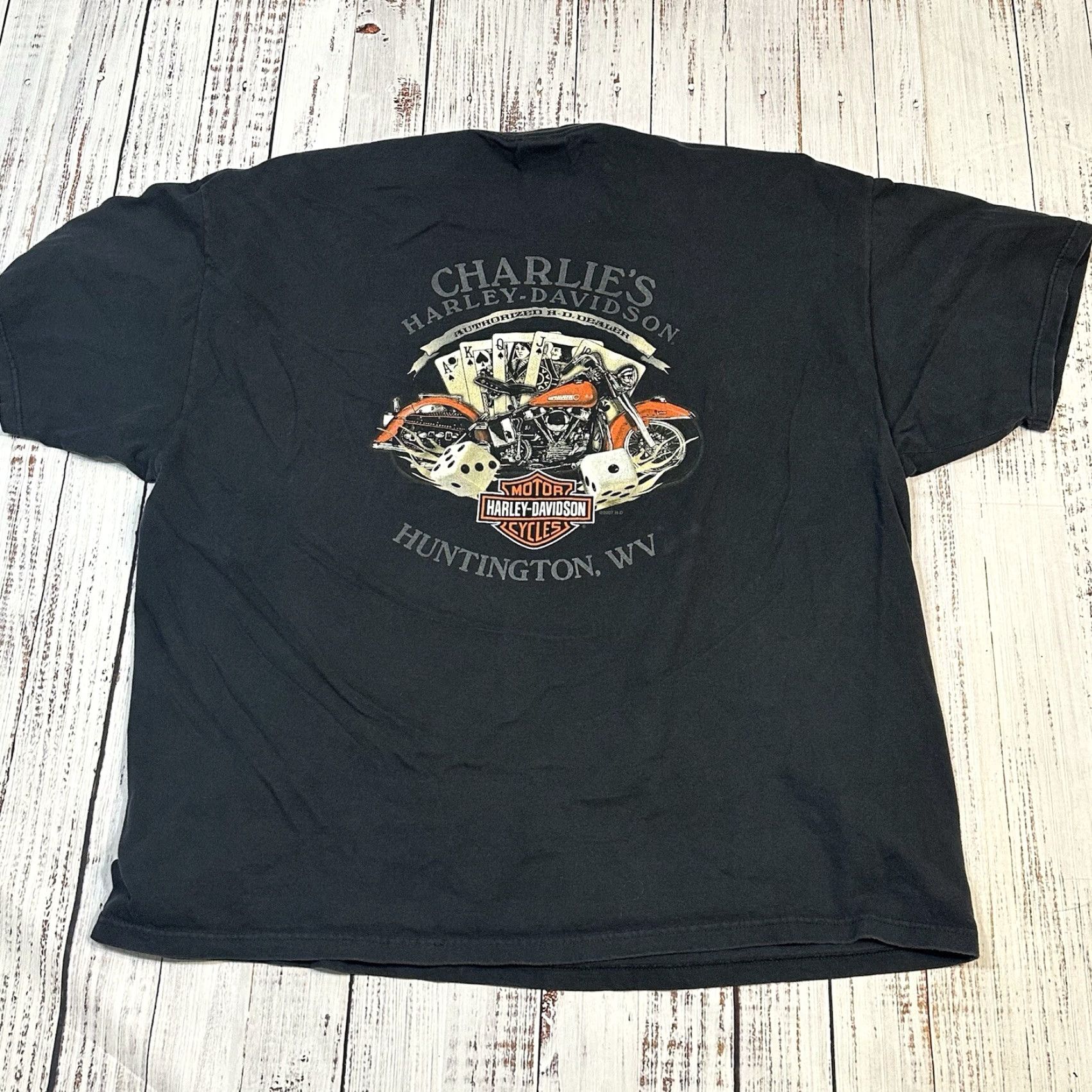 Harley Davidson Harley-Davidson American Legend Tee Poker Royal Flush Biker Graphic Tee USA Made Men's 3XL Shirt Size US XXL / EU 58 / 5 - 7 Thumbnail