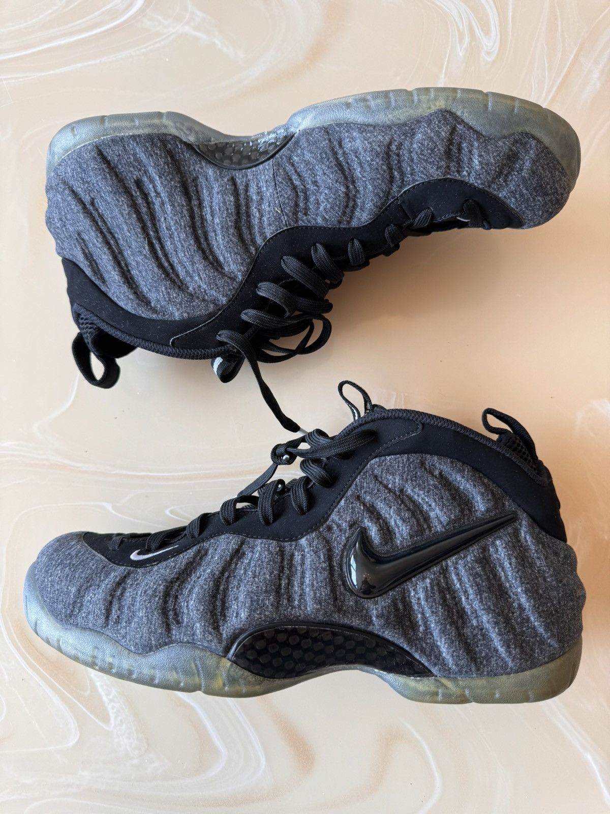 image of Nike Wool Fleece Foamposites Shoes in Black Grey, Men's (Size 10.5)