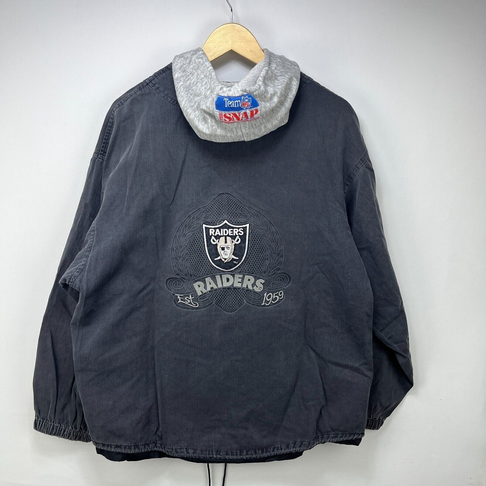 NFL × Vintage Vintage 90s Oakland Raiders Snap Hooded Jacket Large Size US L / EU 52-54 / 3 - 3 Thumbnail