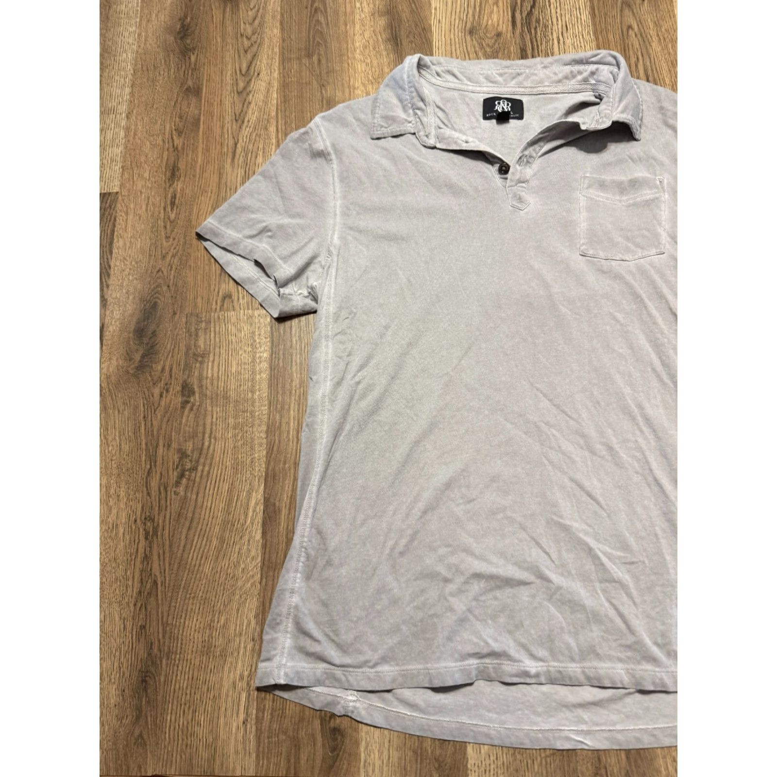 Vintage Rock & Republic Polo Men’s XL Gray Short Sleeve Casual Stretch Shirt Size US XL / EU 56 / 4 - 4 Thumbnail