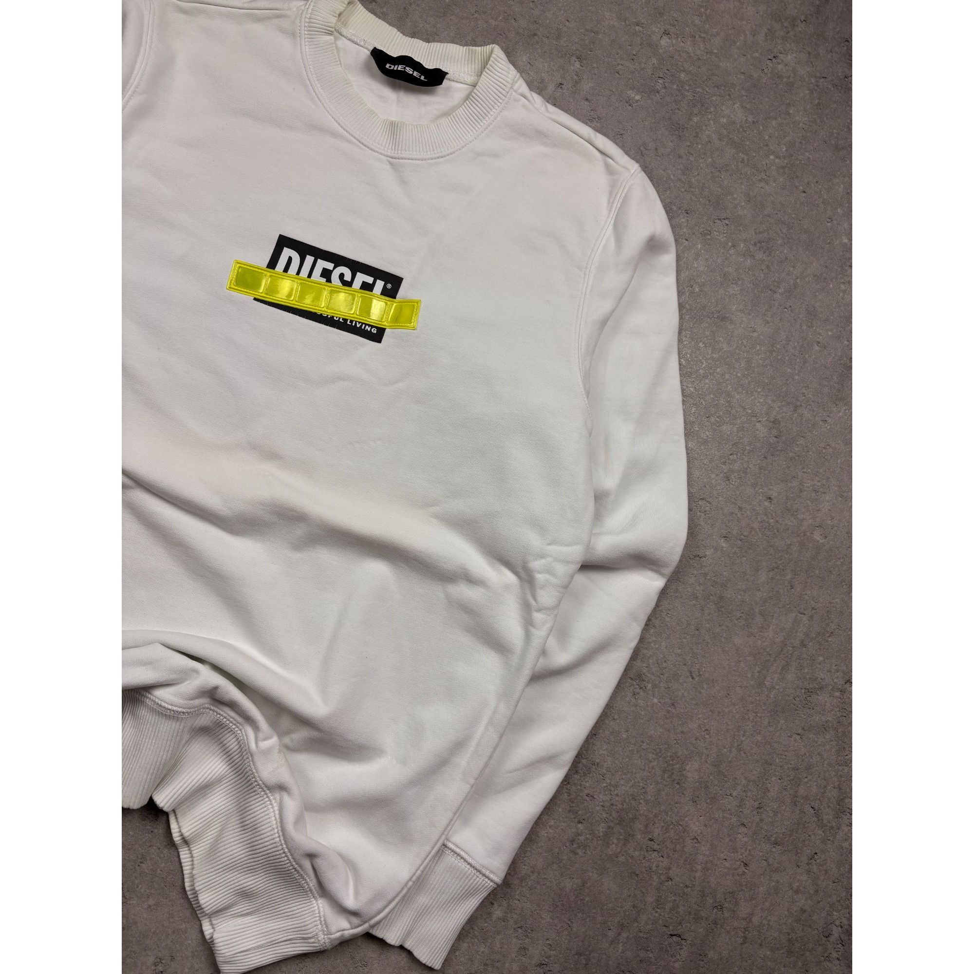 Diesel Diesel Mens White Sweatshirt With Neon Accents Size S Cotton Size US S / EU 44-46 / 1 - 4 Thumbnail