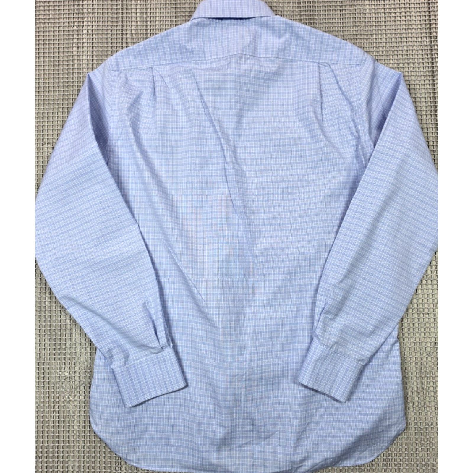 Polo Ralph Lauren Ralph Lauren Polo Dress Shirt Button Up Long Sleeve Houndstooth Plaid 15.5-34/35 Blue 100% Cotton Regular Men Shirt Mens Size 42R - 6 Thumbnail