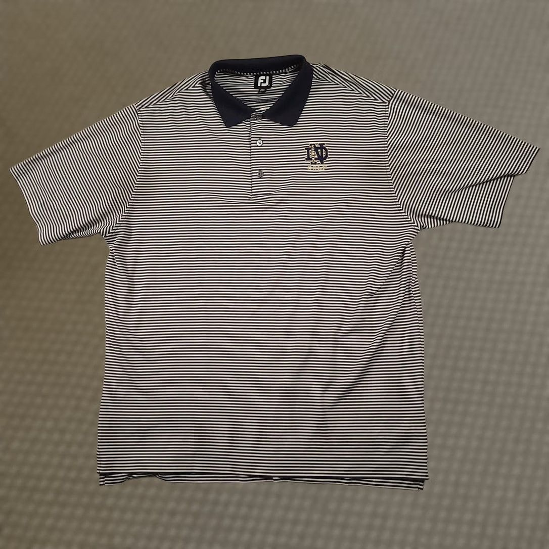 Footjoy FootJoy Polo Shirt Mens XL Striped Navy White Golf Performance Lightweight Size US XL / EU 56 / 4 - 1 Thumbnail