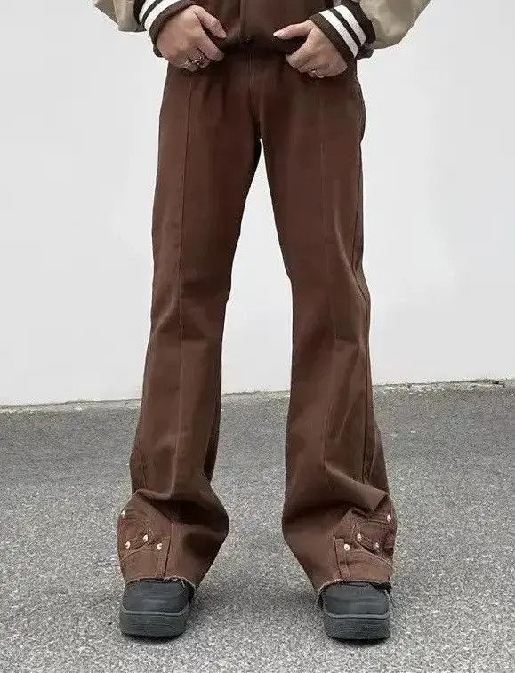 Japanese Brand Fashion Vintage Brown Baggy Men Cargo Flare Jean Size US 32 / EU 48 - 2 Thumbnail