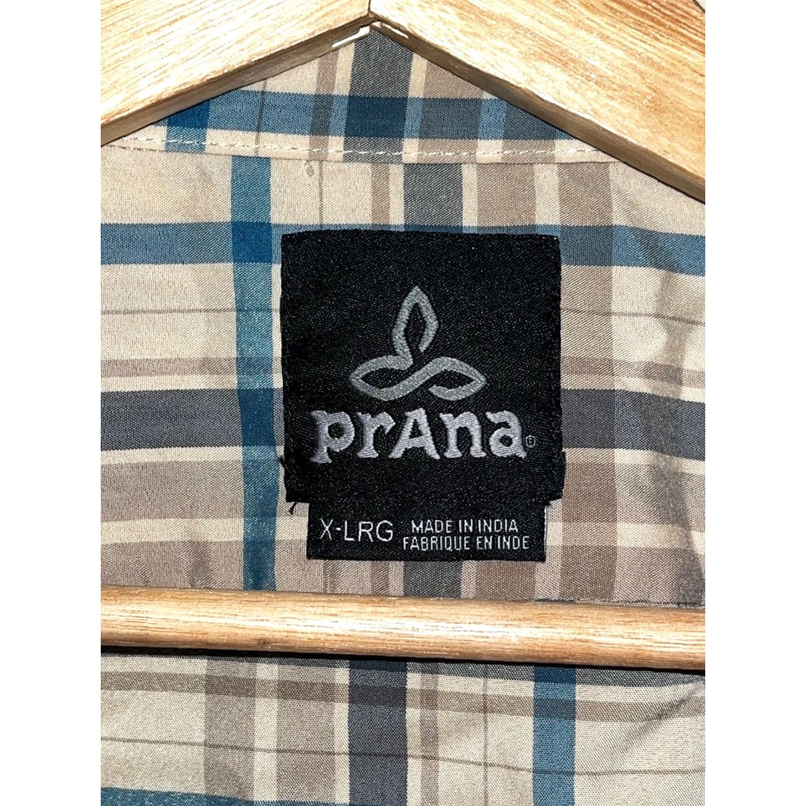Prana prAna Men’s Plaid Shirt XL Button-Down Long Sleeve Casual Collared Tan Brown Blue Multicolor Cotton Blend Casual Shirt Mens XL Size US XL / EU 56 / 4 - 5 Thumbnail