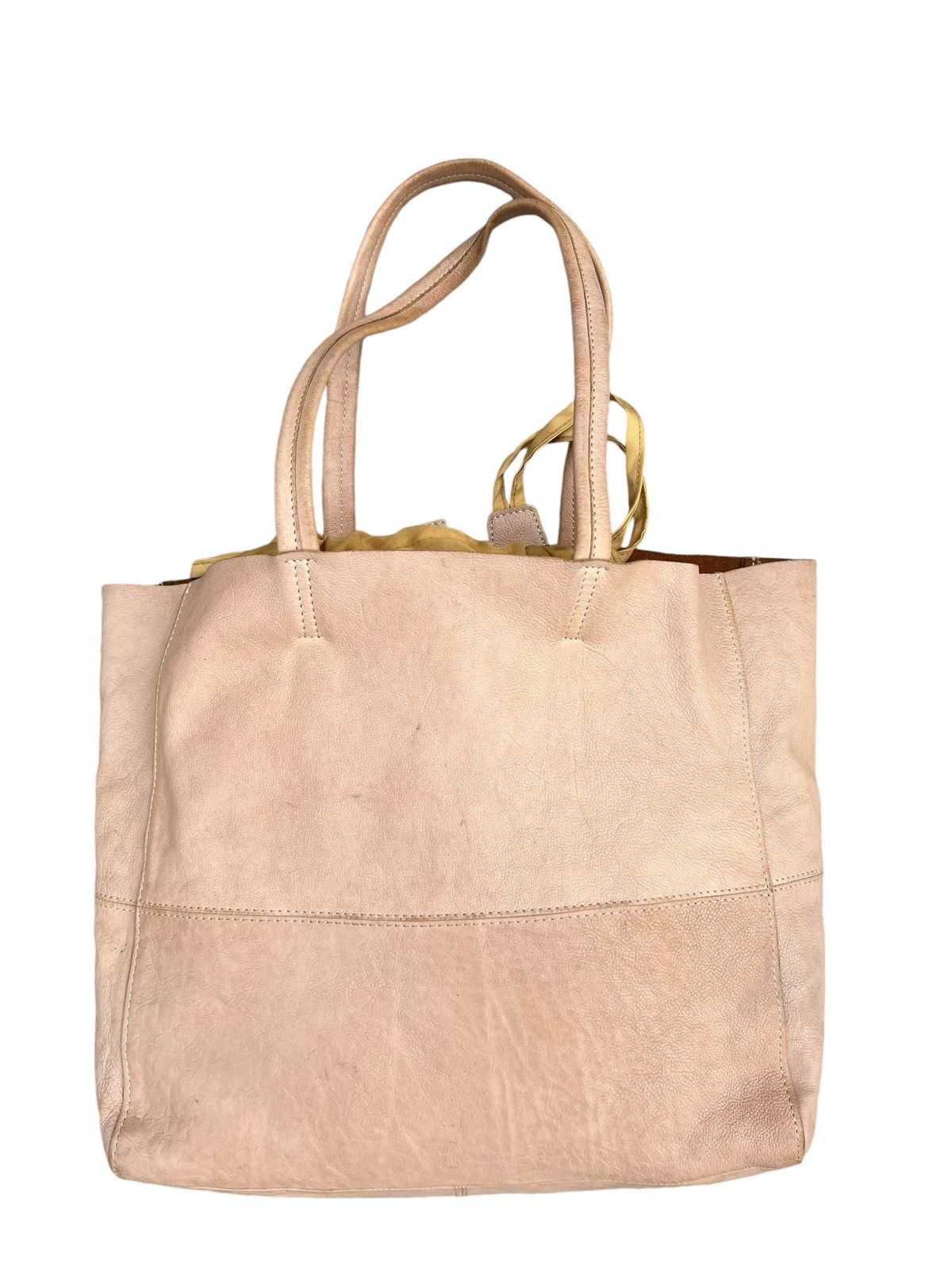 Japanese Brand × Leather Vintage CIMABUE Japan Fade Patina Leather Tote Bag Size ONE SIZE - 5 Thumbnail