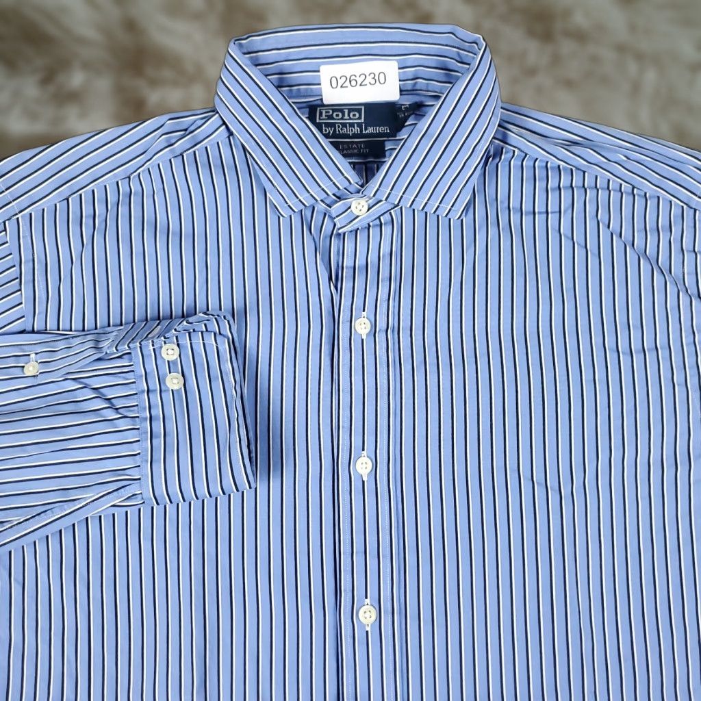 Ralph Lauren Ralph Lauren Shirt Mens Large Blue Striped Button Up Long Sleeve Size US L / EU 52-54 / 3 - 1 Thumbnail