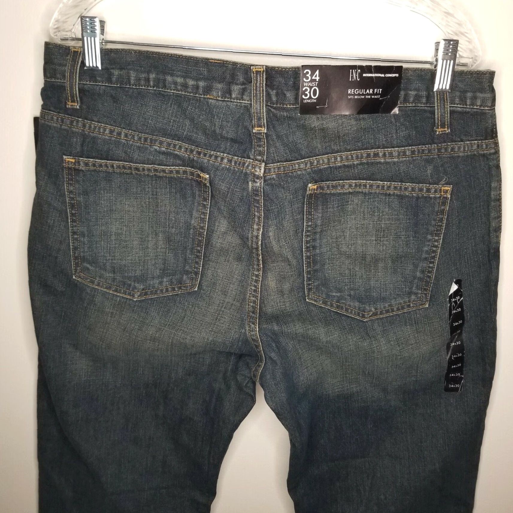 Vintage Mens INC International Concepts Blue Straight Jeans Size 34x30 Regular Size US 34 / EU 50 - 5 Thumbnail
