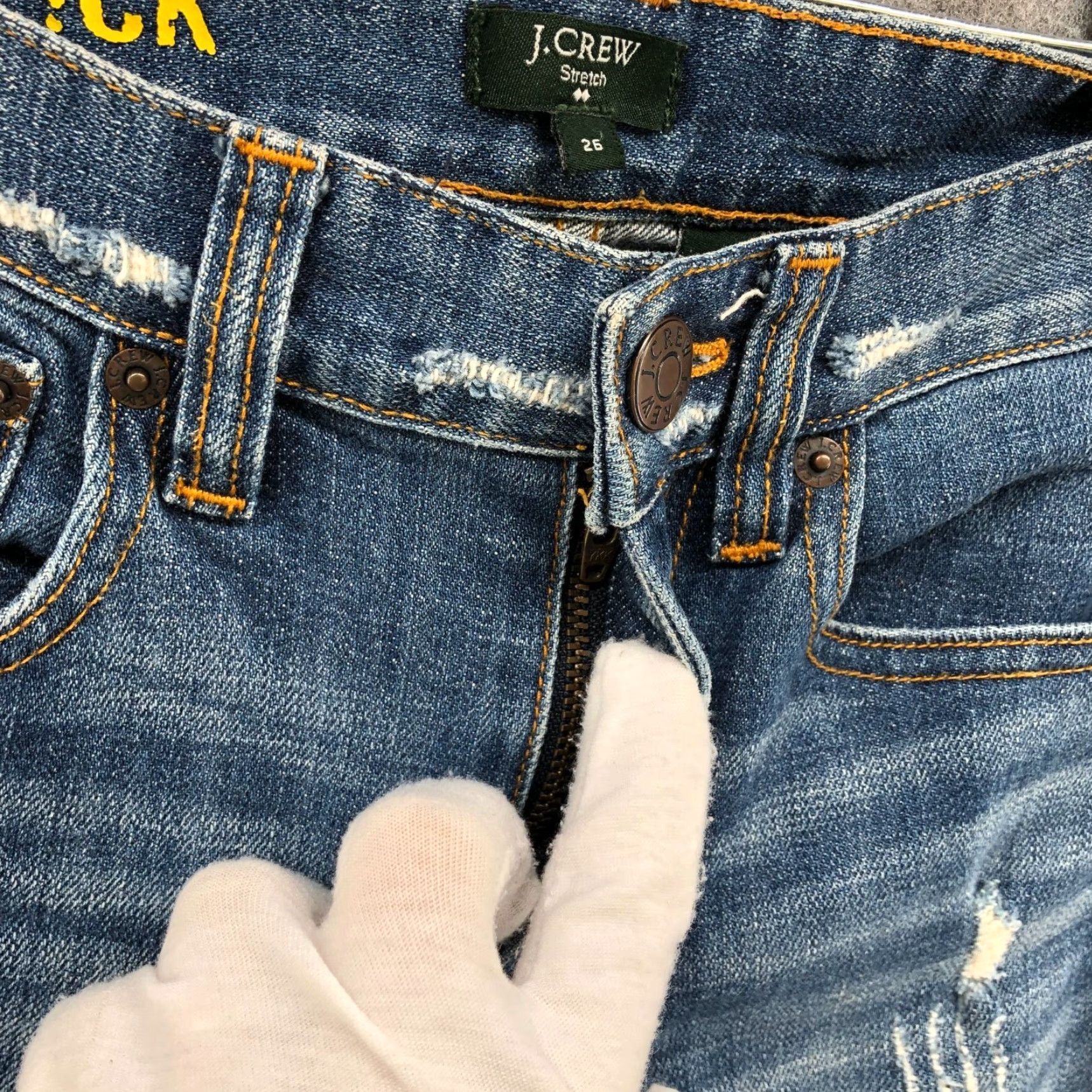 J.Crew J. Crew Toothpick Skinny Jeans Womens 26 Blue Medium Wash Distressed Low Rise Stretch Size 26" / US 2 / IT 38 - 6 Thumbnail