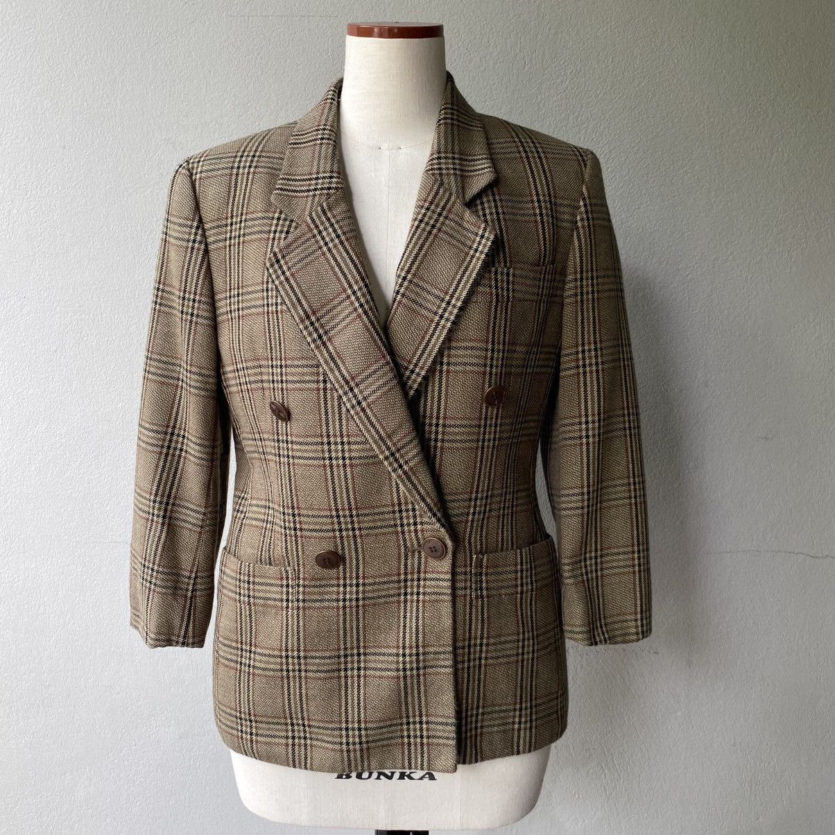 Burberry Burberrys Brown Plaid Double-Breasted Blazer Size L / US 10 / IT 46 - 18 Thumbnail
