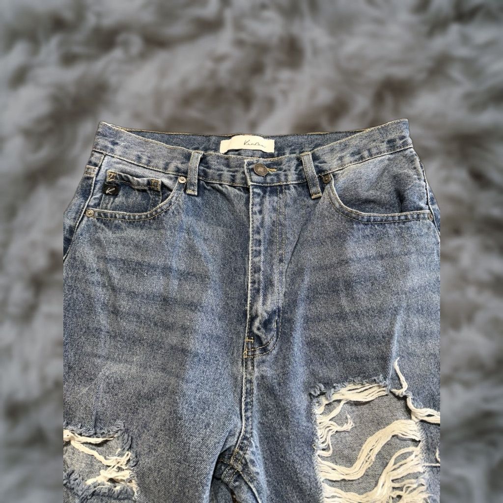 Vintage Kancan Jeans Women's Jeans Size 9 Blue Denim 9/28 Straight Destroyed Distressed Size 30" / US 8 / IT 44 - 1 Thumbnail