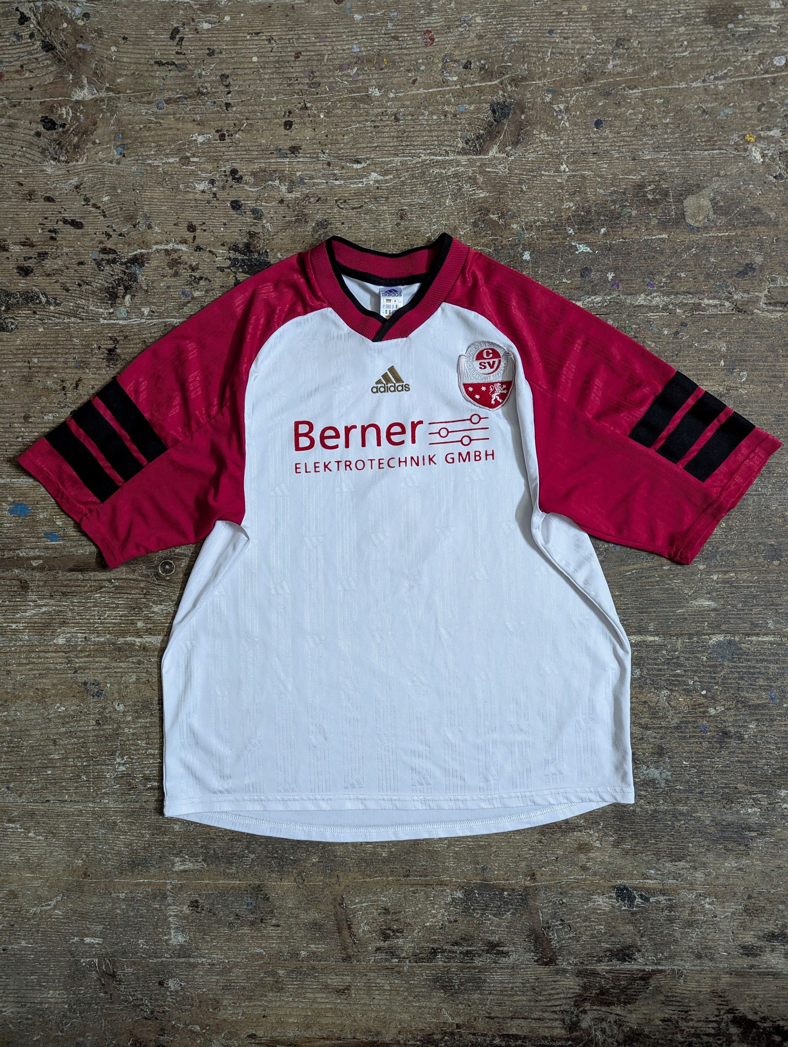 Adidas 1999 Adidas CSV Stuttgart Berner Elektrotechnik Jersey Size US XL / EU 56 / 4 - 3 Thumbnail
