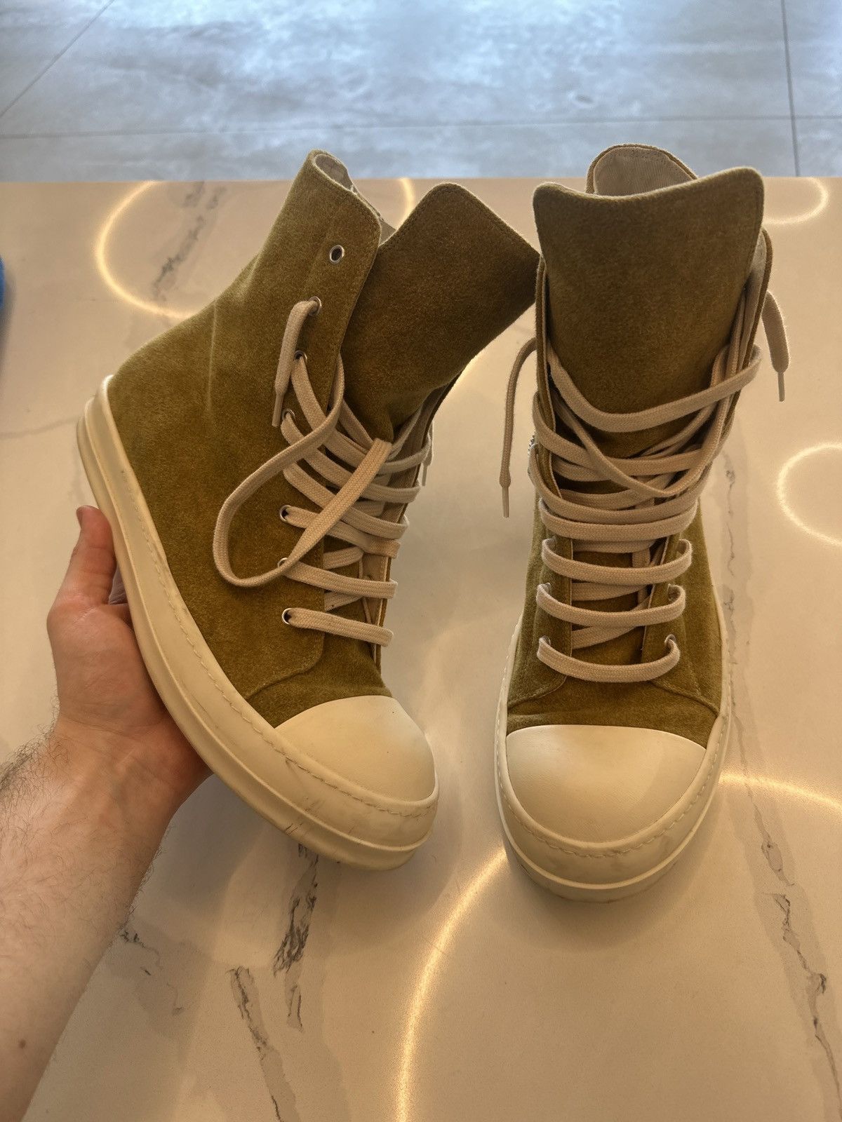 Rick Owens Drkshdw Rick Owens DrkShdw Ramone High Mustard Size US 12 / EU 45 - 1 Thumbnail