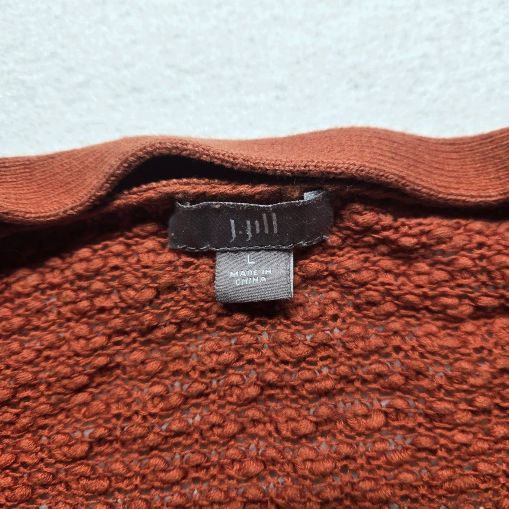 J. Jill J Jill Women's Orange Linen Cardigan Sweater Large Long Sleeve V-Neck Button Up Breathable Fall Spring Winter Size L / US 10 / IT 46 - 3 Thumbnail