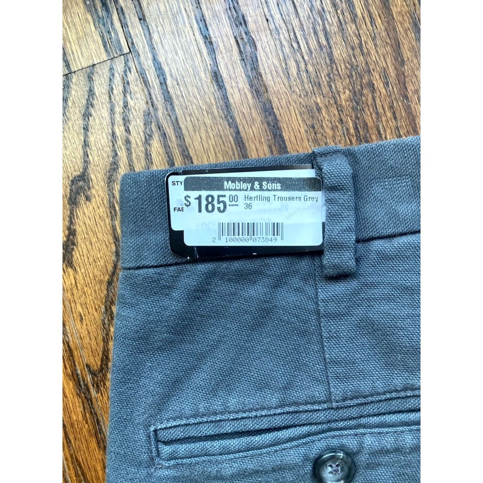 Vintage Hertling Pants Mens 36 Gray Cotton Made In Brooklyn USA Flat Front Chino Unhemmed Inseam 34" NWT USA Mens Size US 36 / EU 52 - 3 Thumbnail