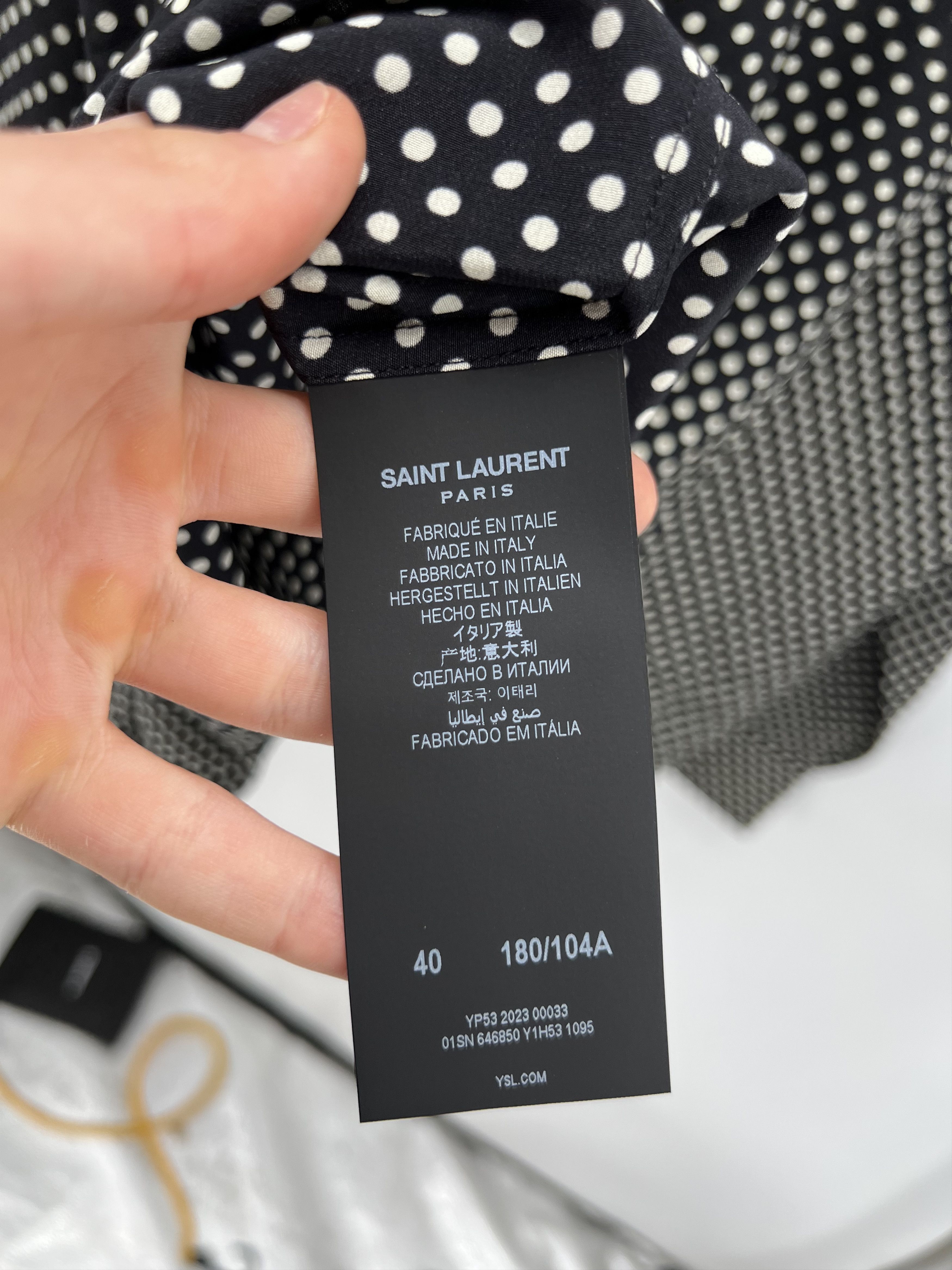 Saint Laurent Paris Saint Laurent polka Dot Silk Shirt Size 40 Size US M / EU 48-50 / 2 - 6 Thumbnail