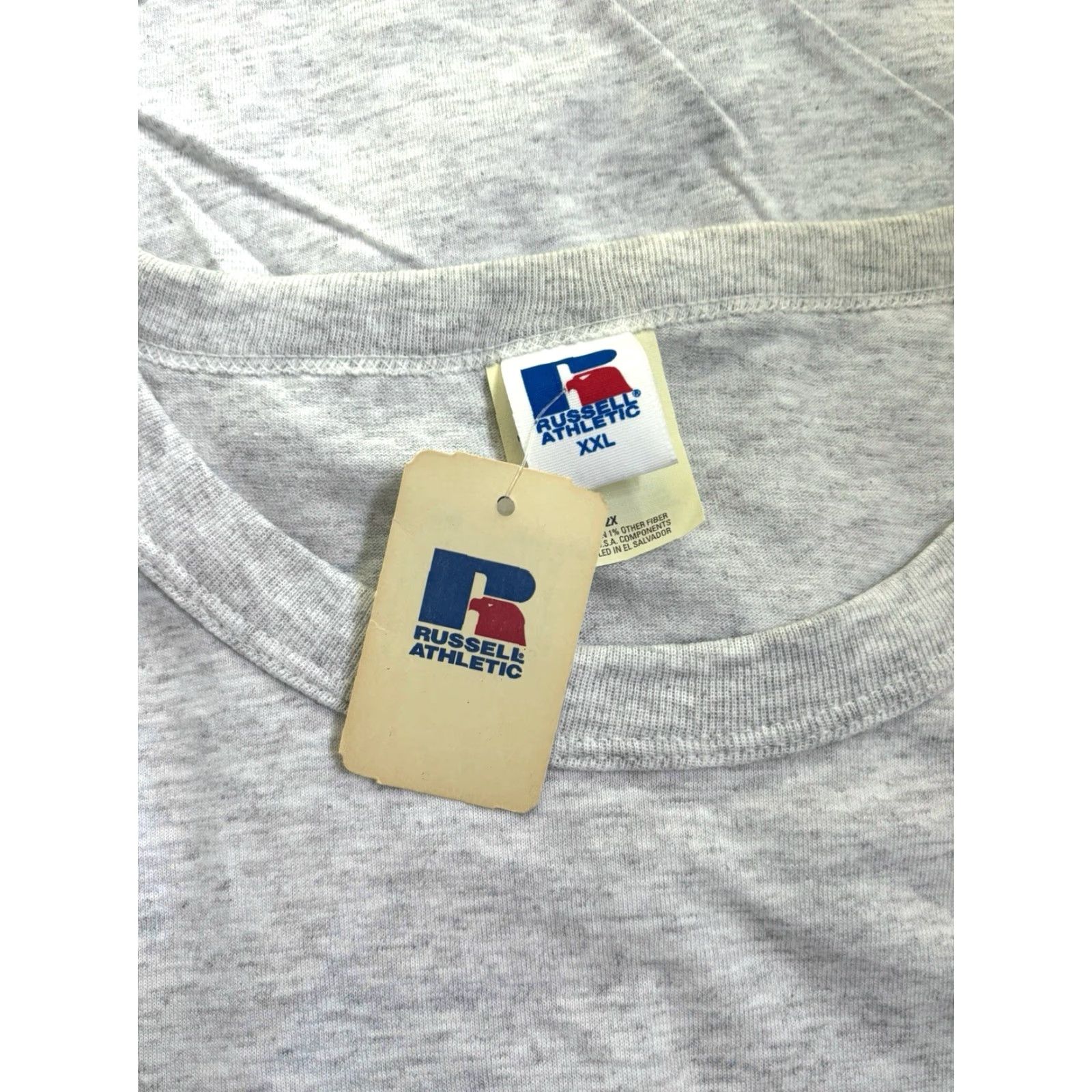 Russell Athletic VINTAGE Russell Athletic Crewneck T-Shirt Mens 2XL Gray 90s NWT Deadstock Cotton Blend Short Sleeve For the Long Run Mens Size US XXL / EU 58 / 5 - 2 Thumbnail