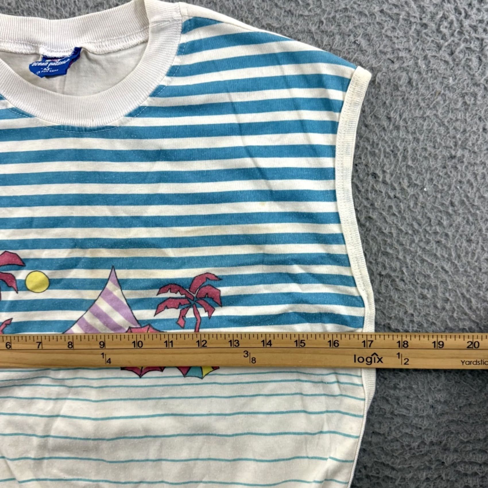 Ocean Pacific VINTAGE Ocean Pacific Shirt Womens Medium Striped Knit White Sleeveless 80s Ocean Pacific Women Shirt Mens Girls Size M / US 6-8 / IT 42-44 - 6 Thumbnail