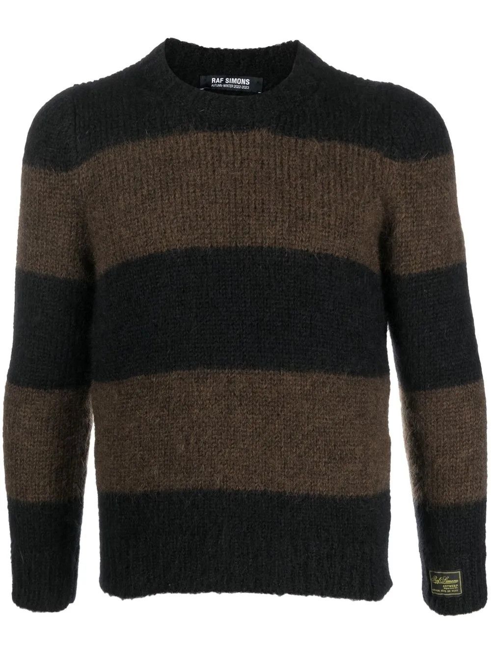 Raf Simons o1y0325 Logo Crewneck Sweater in Black/Brown Size US M / EU 48-50 / 2 - 1 Thumbnail
