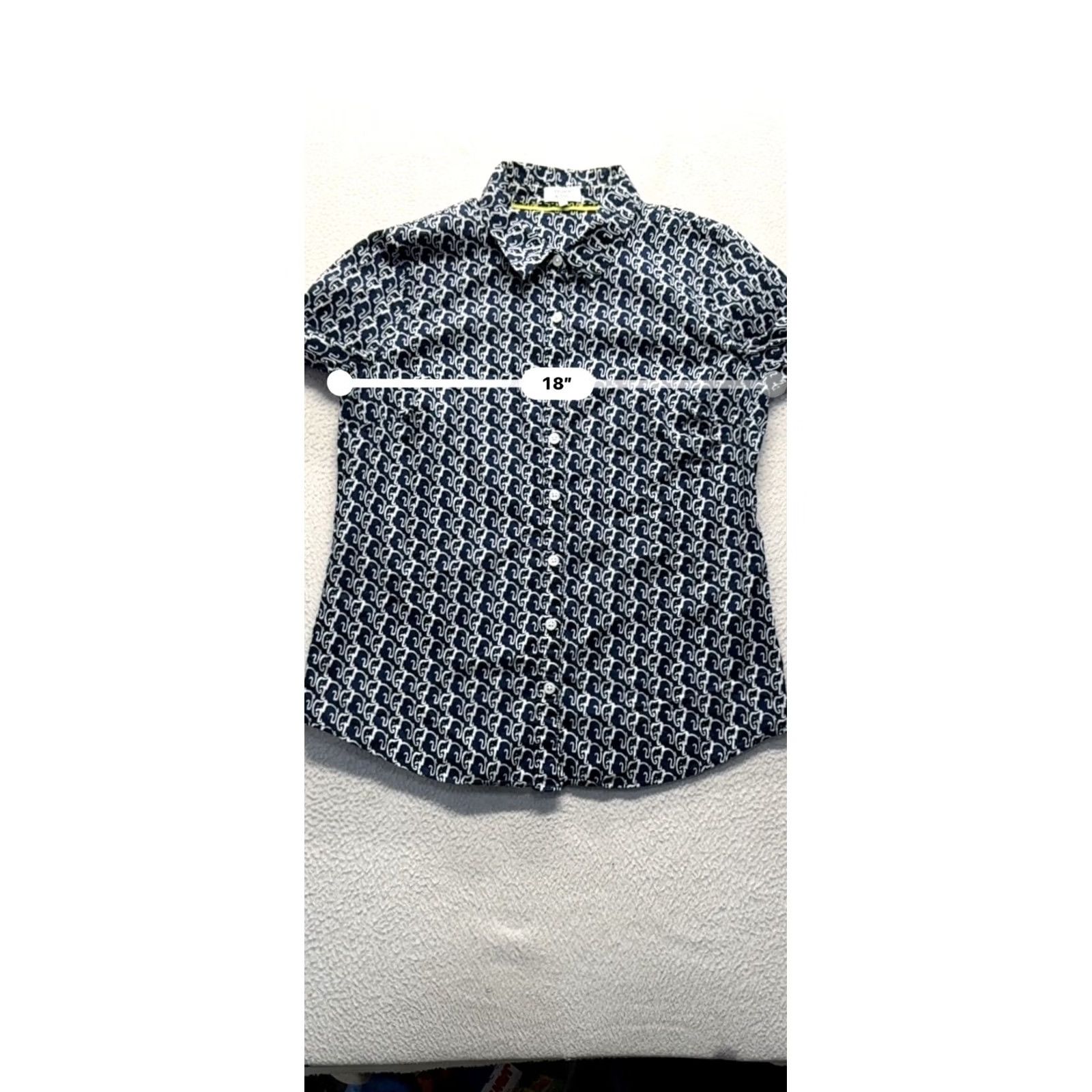 Vintage Crown & Ivy Navy Elephant Print Button-Down Shirt Womens S 100% Cotton Size S / US 4 / IT 40 - 7 Thumbnail