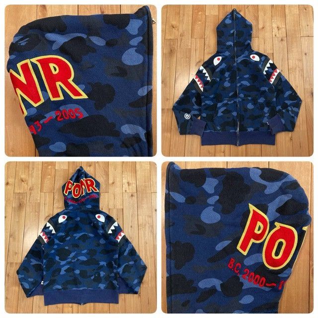 Bape BAPE Shoulder Shark Full Zip Hoodie blue camo a bathing ape Size US S / EU 44-46 / 1 - 1 Thumbnail