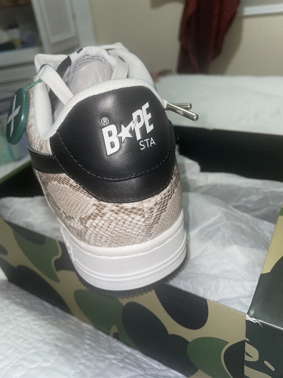 Bape Bapesta Snakeskin Beige Sneakers Size US 12 / EU 45 - 3 Thumbnail