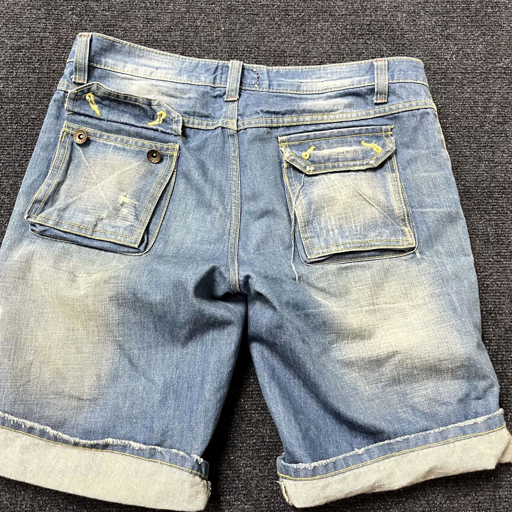 Denime Gnome Jeans Mens Shorts 34 Blue Denim Distressed Cuffed Carpenter Style Size US 32 / EU 48 - 3 Thumbnail