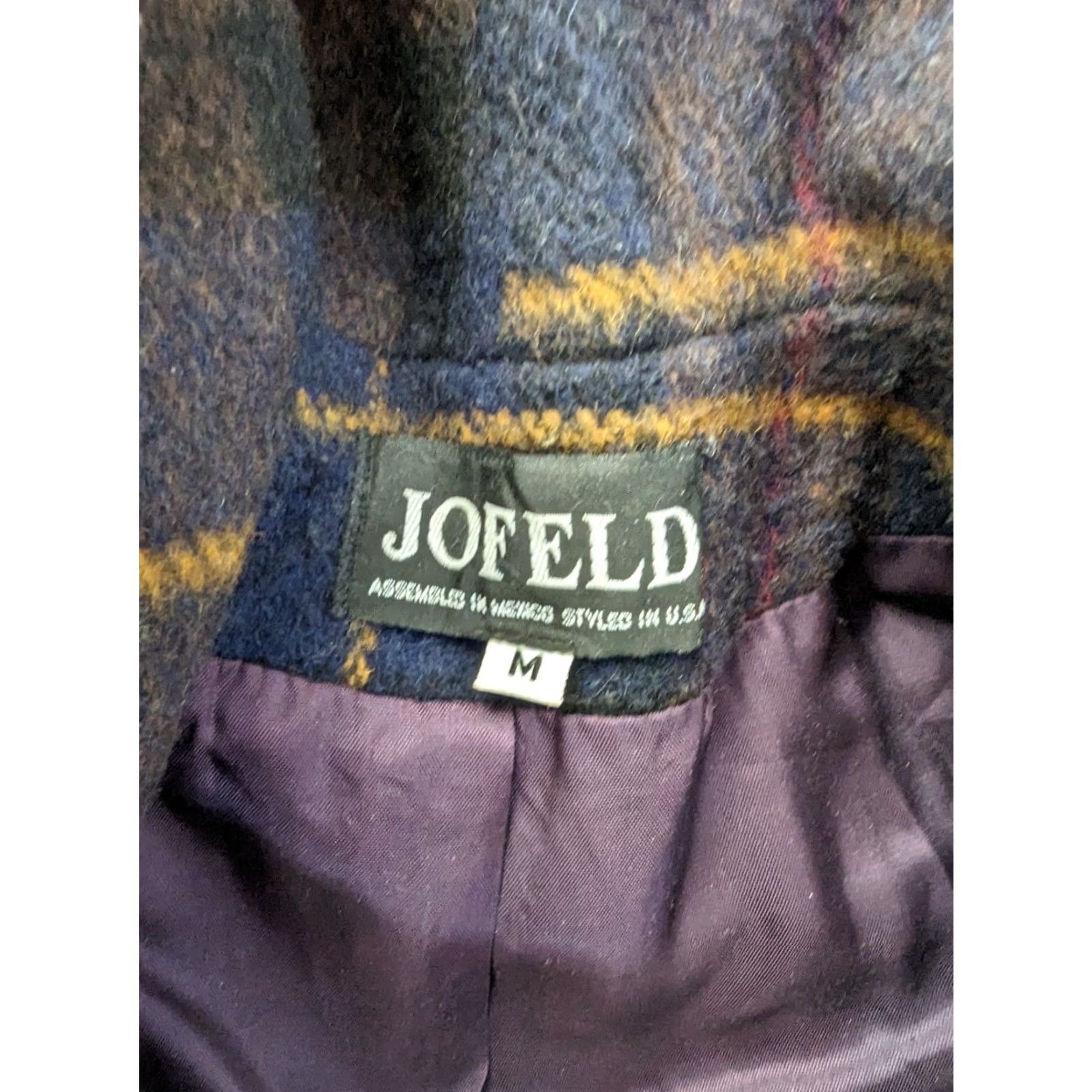 Vintage VINTAGE Jofeld Blue Plaid Hooded Wool Coat Jacket Medium Parka Relaxed Fit Womens Coat Size M / US 6-8 / IT 42-44 - 4 Thumbnail