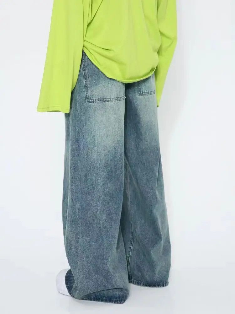 Designer × Japanese Brand Loose Vintage Wide Leg Blue Jeans Size US 32 / EU 48 - 3 Thumbnail