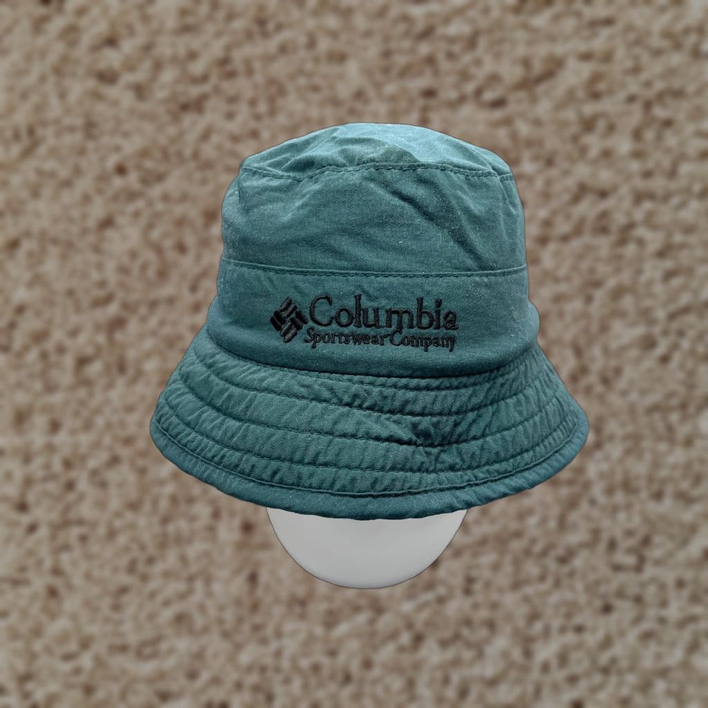 Columbia Bucket Hat Adult M Teal Cotton Poly Fleece Neck Flap Camp Made USA Unisex Adults Hat/Cap Fishing Outdoor Beach 90s Mens