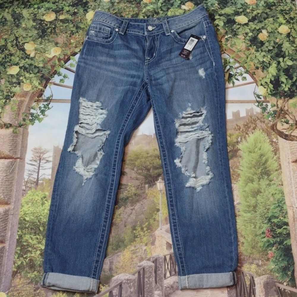 MISS me distress open knee boyfriend ankle jeans size 25