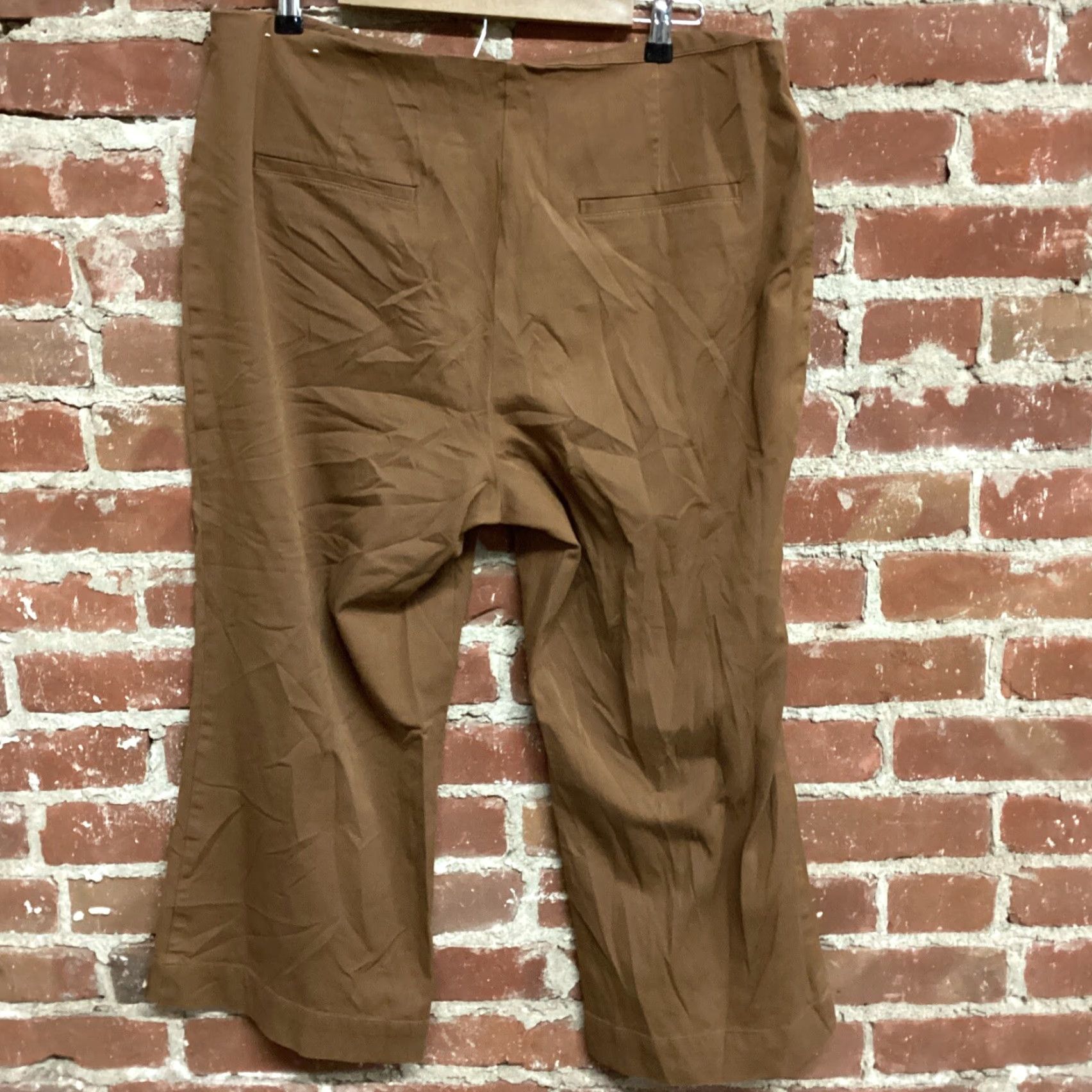 Ann Taylor Ann Taylor Women's Pants Brown Button Wide Leg Cotton Rayon Blend Size 38" / US 16 / IT 52 - 2 Thumbnail