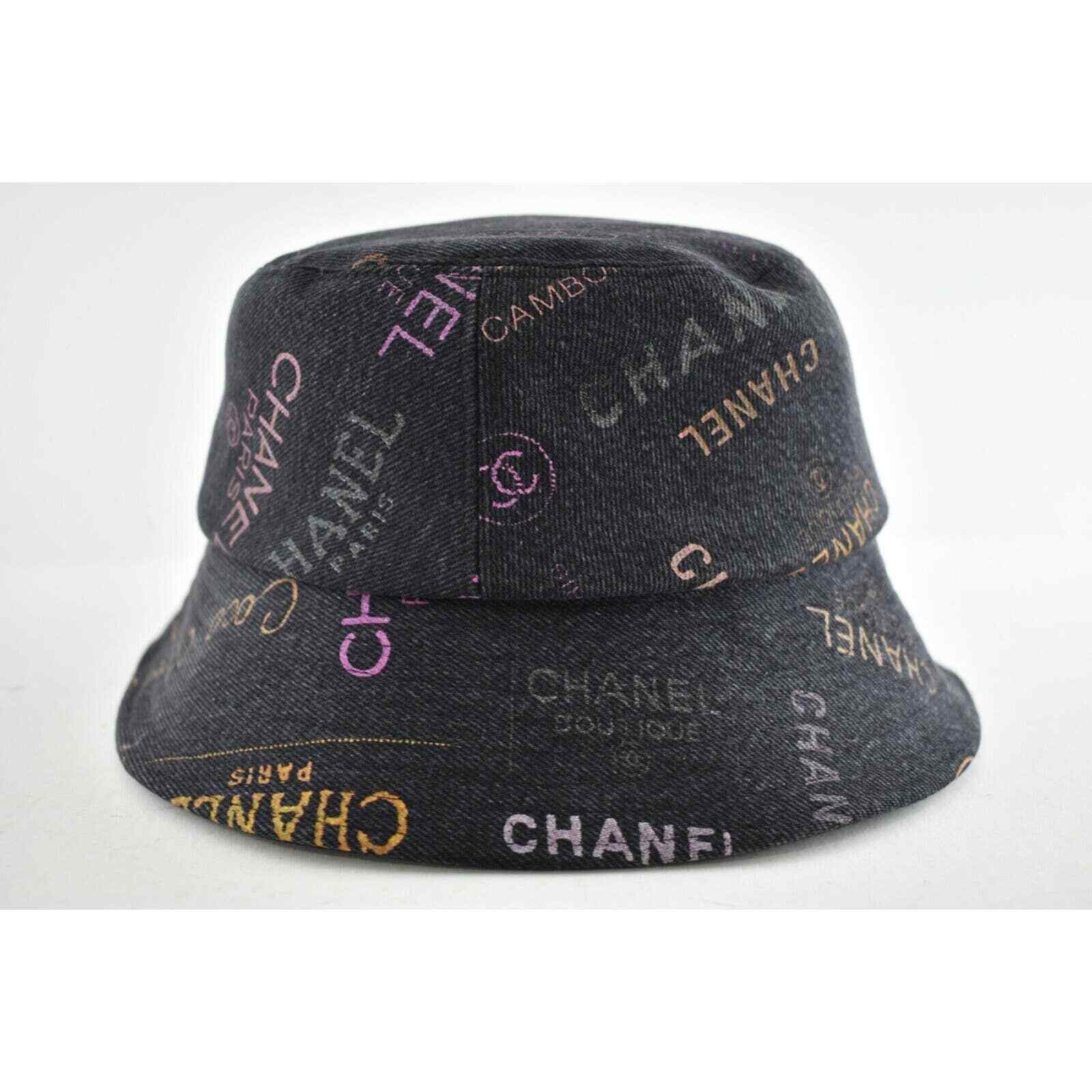 Chanel Chanel Denim Graffiti CC Logo Sun Cloche Bucket Hat Small Size ONE SIZE - 2 Thumbnail