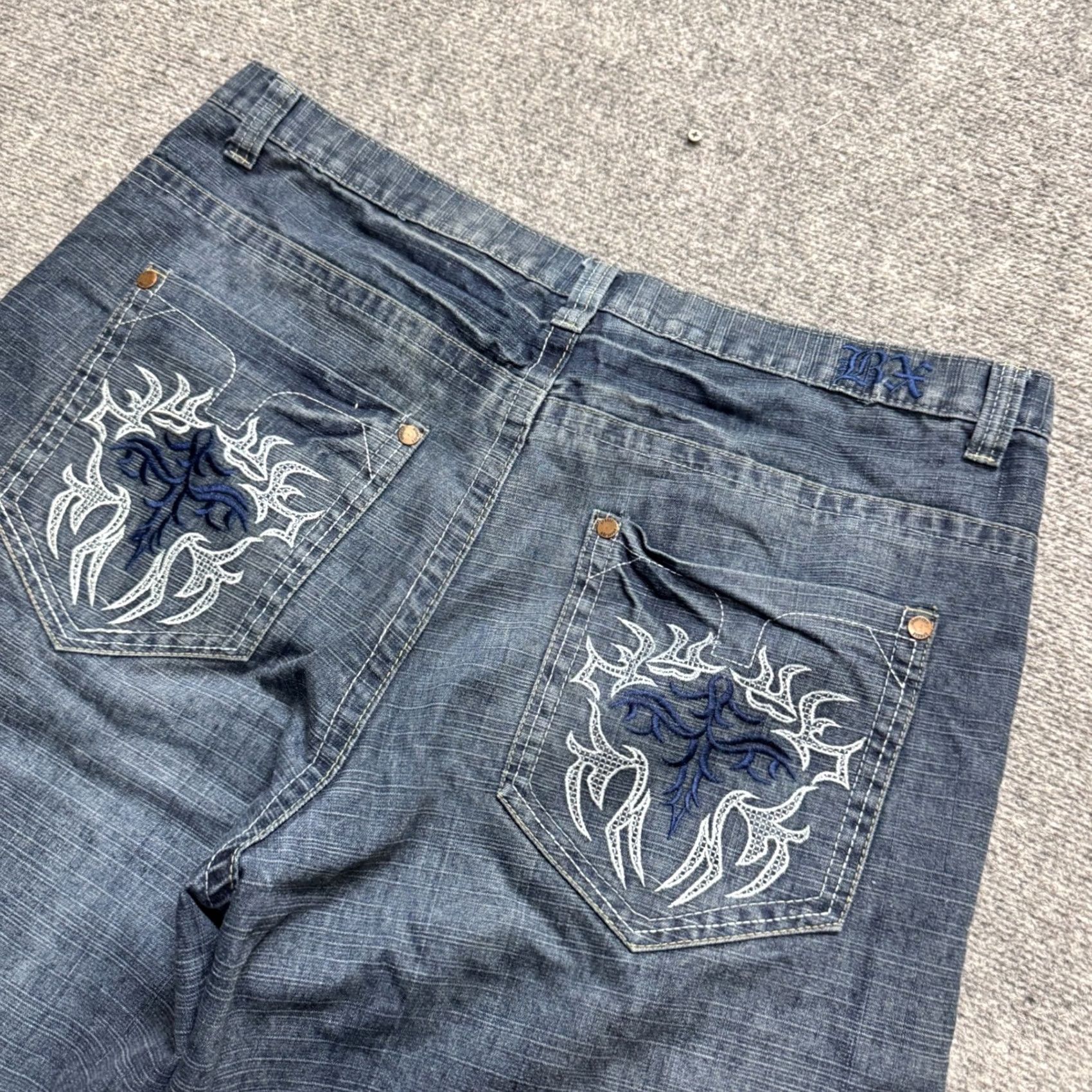 Express VINTAGE Brooklyn Express Denim Jean Shorts Mens 40 Baggy Wide Leg Skater Y2K Grunge Size US 40 / EU 56 - 2 Thumbnail