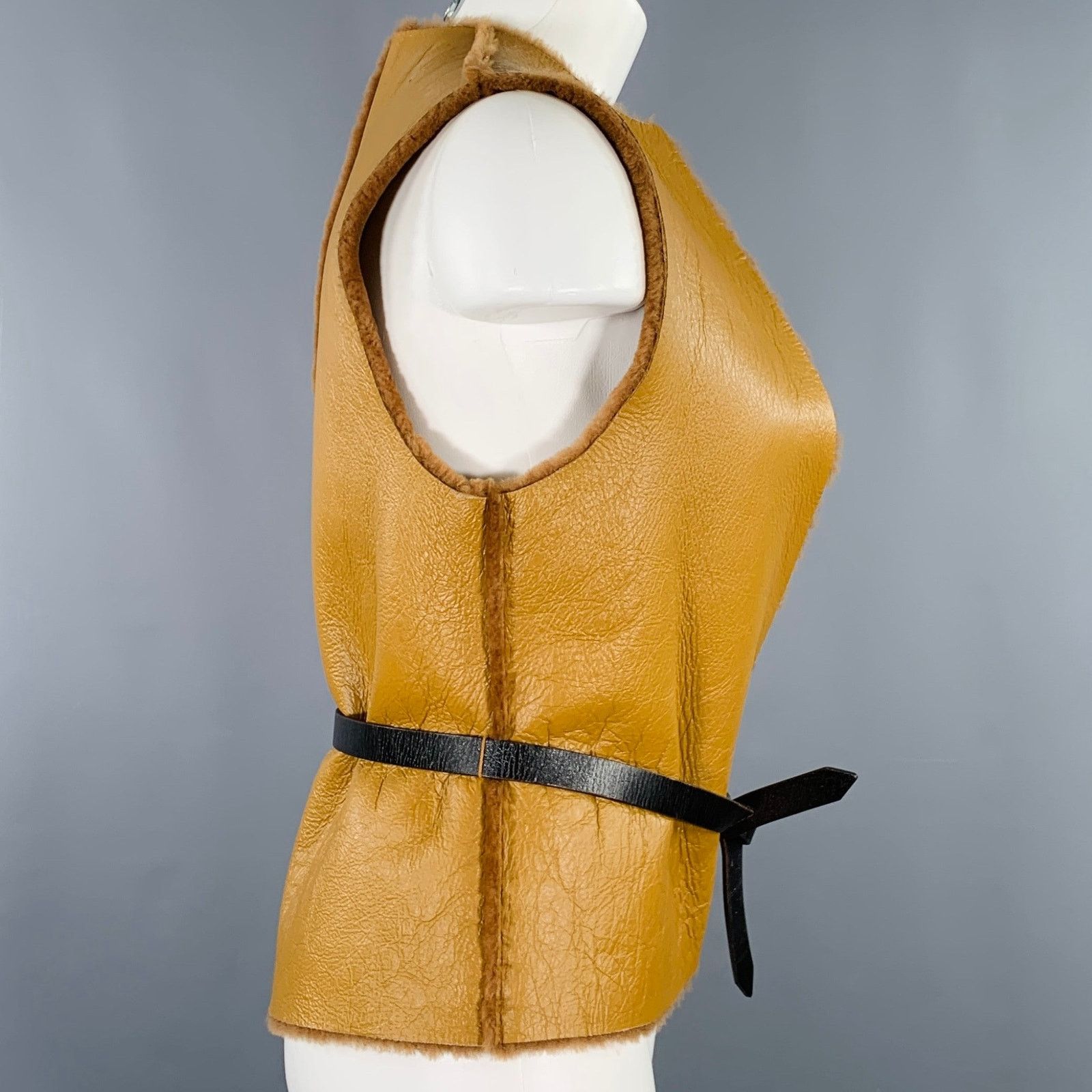 Other DIEGO BINETTI Size M Tan Leather Sheepskin Vest Size M / US 6-8 / IT 42-44 - 2 Thumbnail