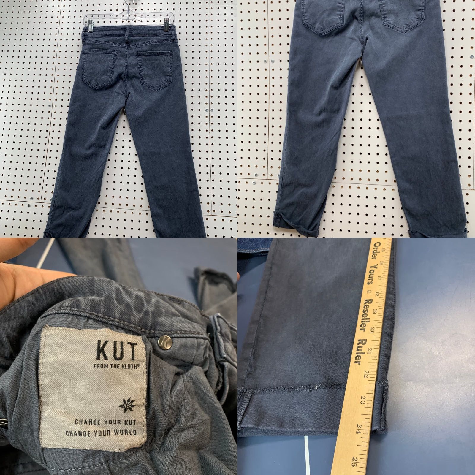 Vintage KUT From The Kloth Pants Womens 6 Blue Amy Crop Straight Leg 29x24 Cropped Cropped Pants Womens 6 Blue Amy Crop Straight Leg 29x24 Size 28" / US 6 / IT 42 - 8 Thumbnail