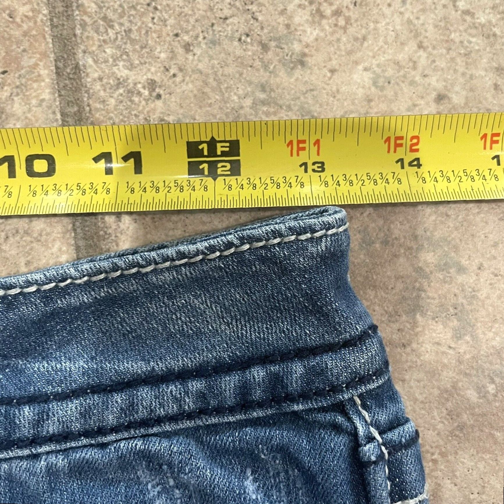 Miss Me VINTAGE Miss Me Skinny Jeans Women Size 25 Blue Distressed Embellished Pockets 2000s Size 42" / US 20 - 4 Thumbnail