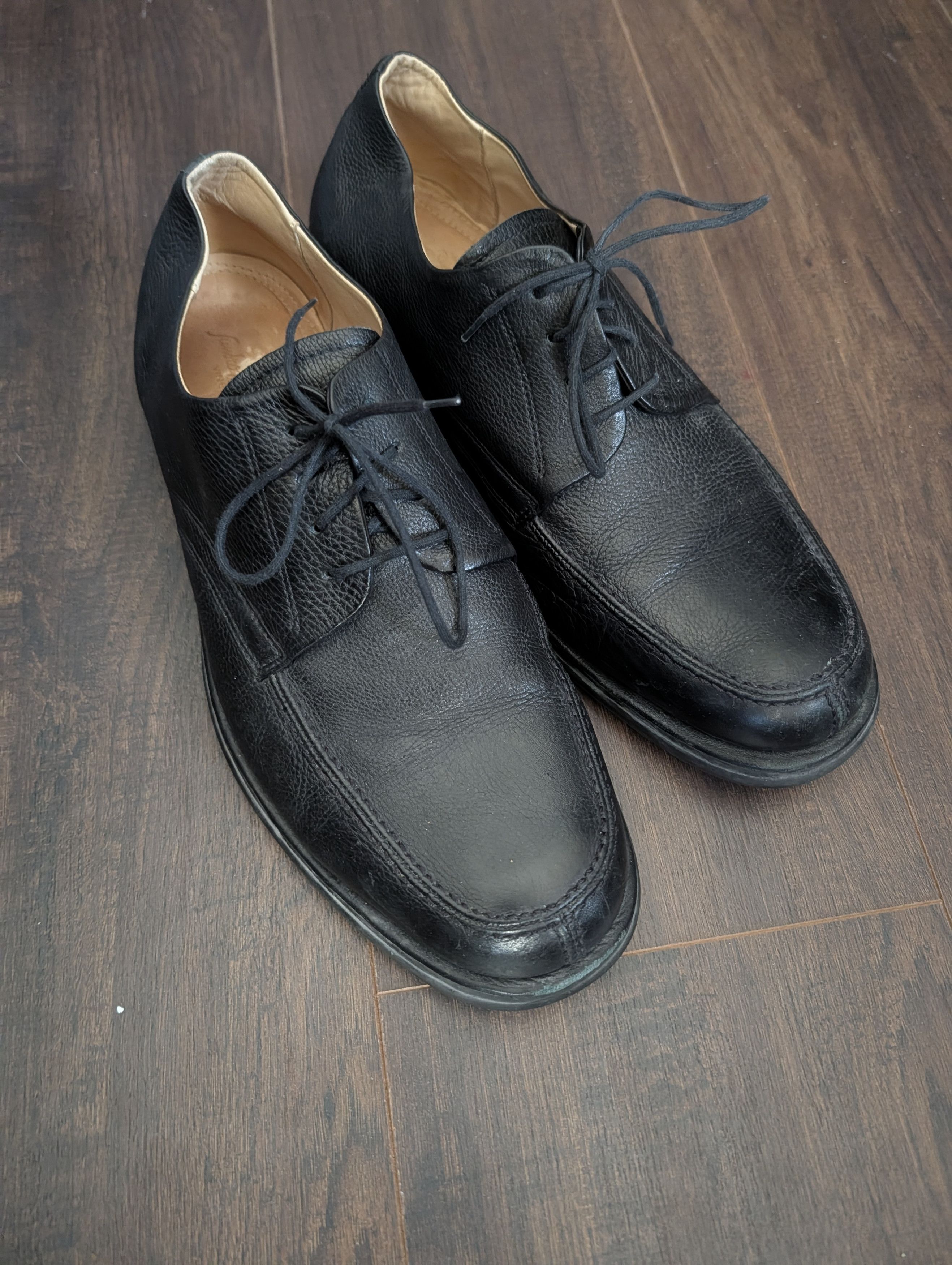 Sandro Moscoloni VTG black pebbles leather chunky Norwegian toe derby shoes Size US 11.5 / EU 44-45 - 2 Thumbnail