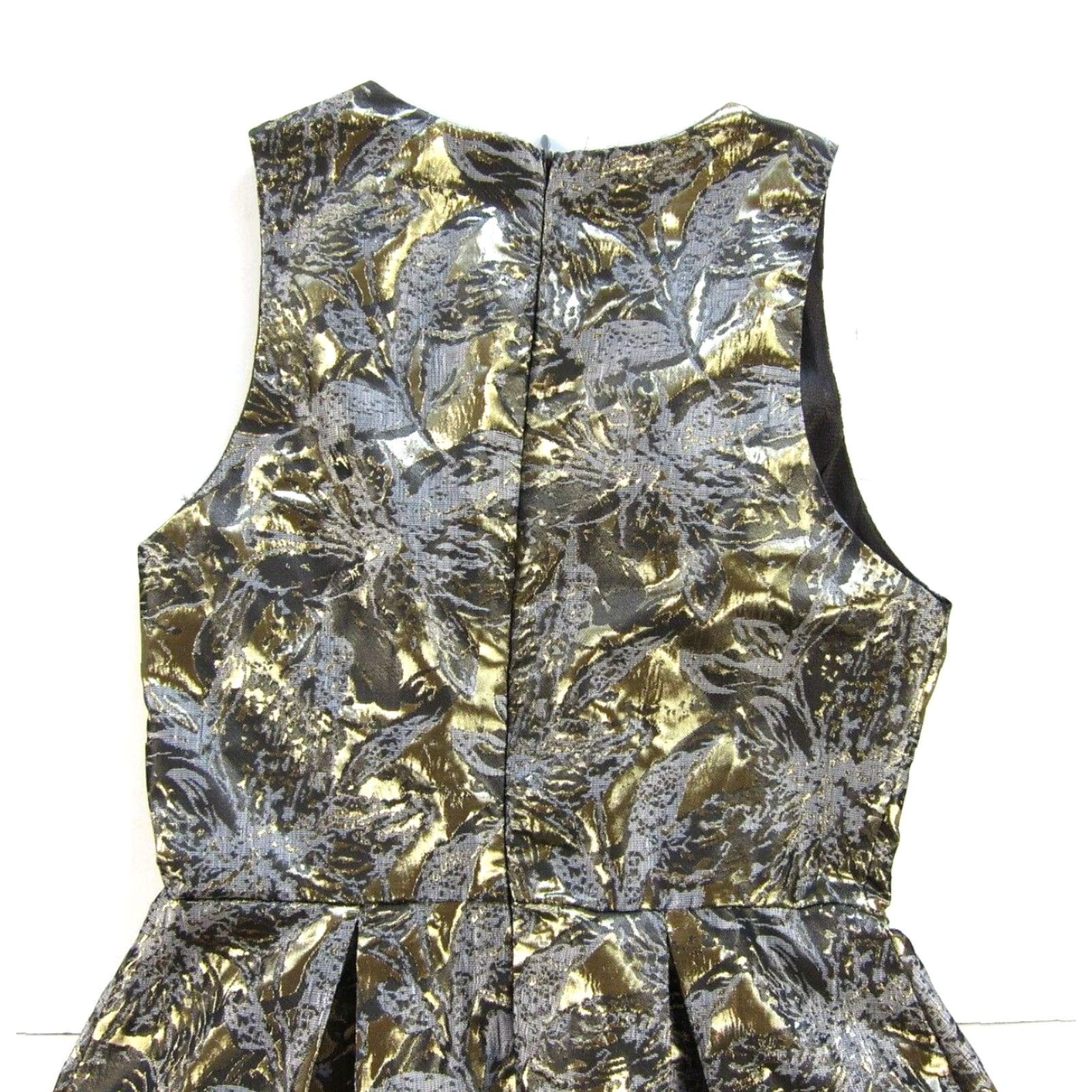 Vintage ASTR Dress Sleeveless Beaded Pleated Tank Cocktail Party Dress S Gold Silver Size S / US 4 / IT 40 - 7 Thumbnail