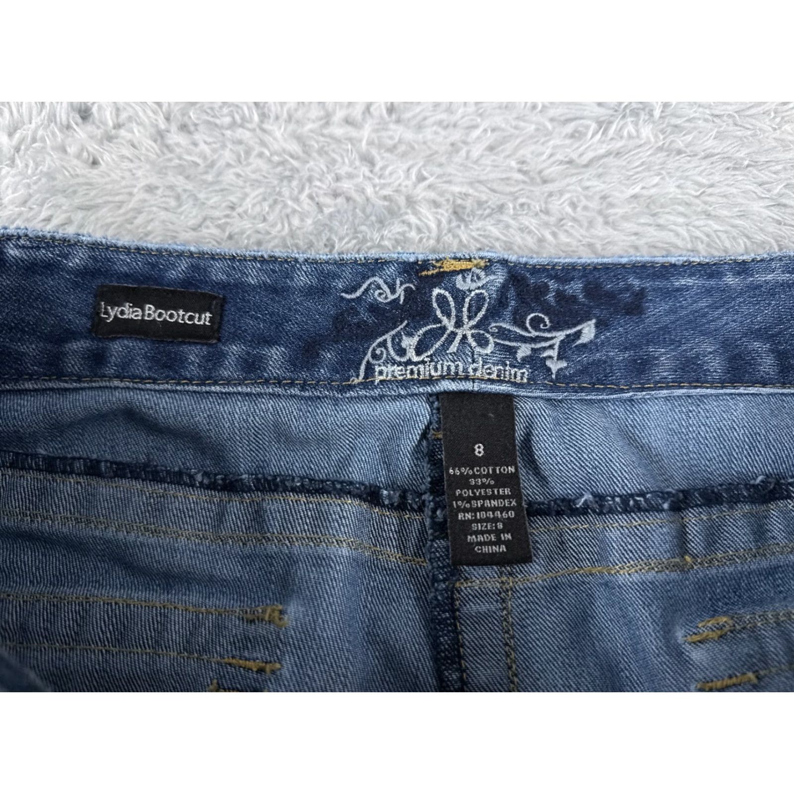 Denime Premium Denim Jeans Women 8 Blue Bootcut Mid Rise 28x31 Distressed 5-Pocket Cotton Jeans XS? Size 30" / US 8 / IT 44 - 6 Thumbnail
