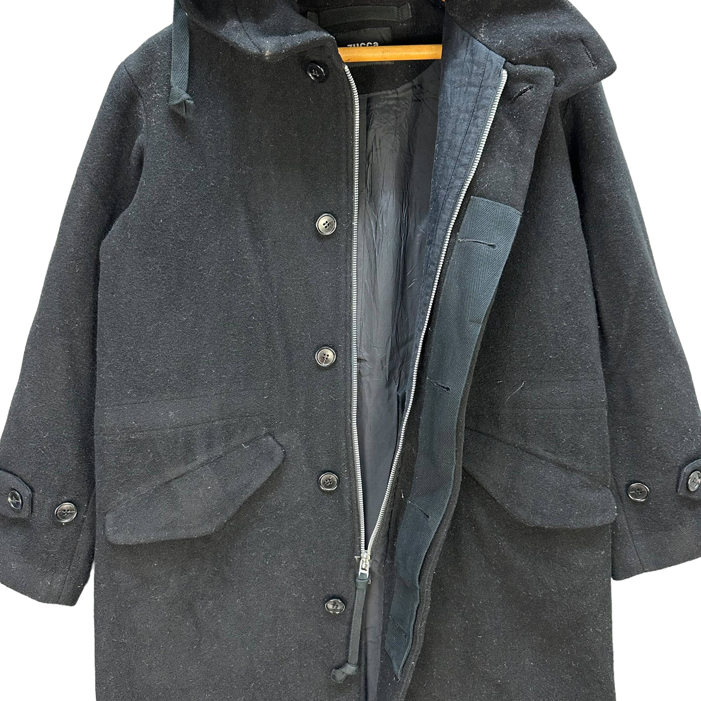 Zucca ZUCCA Wool Long Coat Fall Autumn Hooded Jacket #A47-1099 Size US L / EU 52-54 / 3 - 6 Thumbnail
