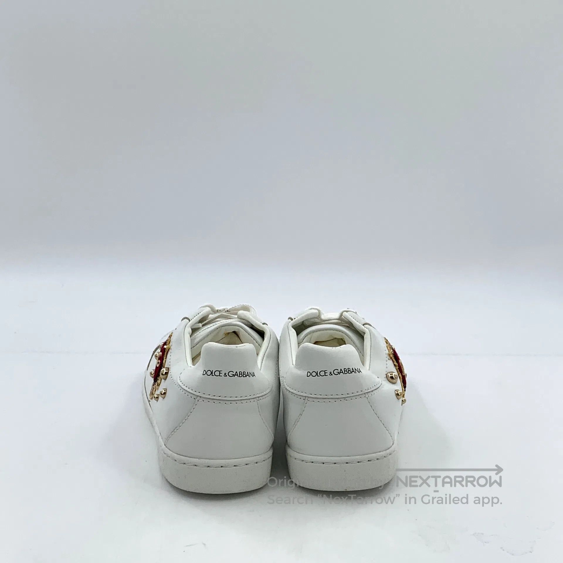 Dolce & Gabbana Dolce Gabbana White heart rivet glitter design lace-up cas Size US 5 / EU 37 - 4 Thumbnail