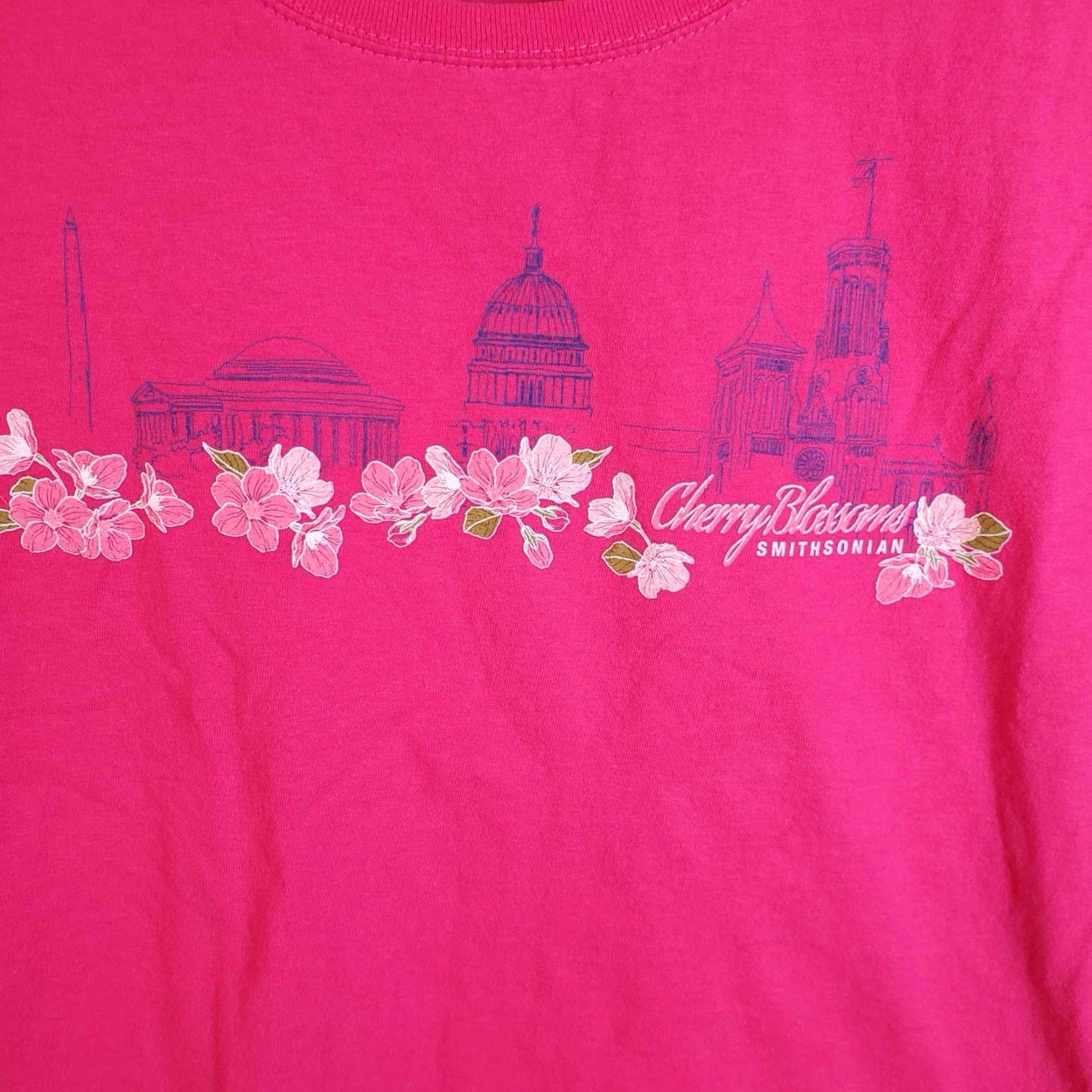 Pinko VINTAGE Smithsonian Institution T-Shirt Women Small Magenta Pink Cherry Blossoms Floral Shirt Size S / US 4 / IT 40 - 4 Thumbnail