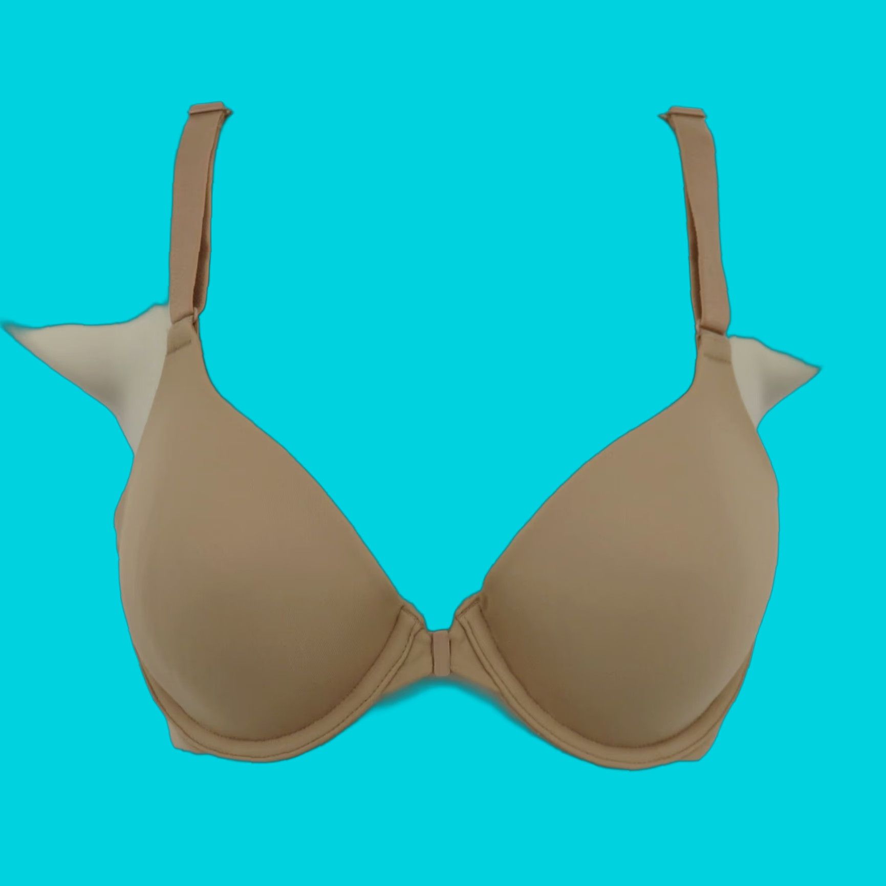 Vintage Ambrielle 34B Everyday Lightly Lined Front Close Bra Underwire Solid Beige Nylon Size ONE SIZE - 1 Thumbnail
