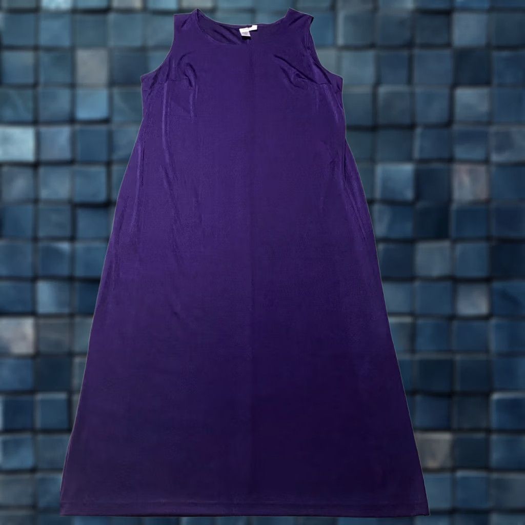 Coldwater Creek Coldwater Creek Womens Dress 1X Purple Sleeveless Round Neck Midi Sheath Plus Size Summer 1457 Size XL / US 12-14 / IT 48-50 - 1 Thumbnail