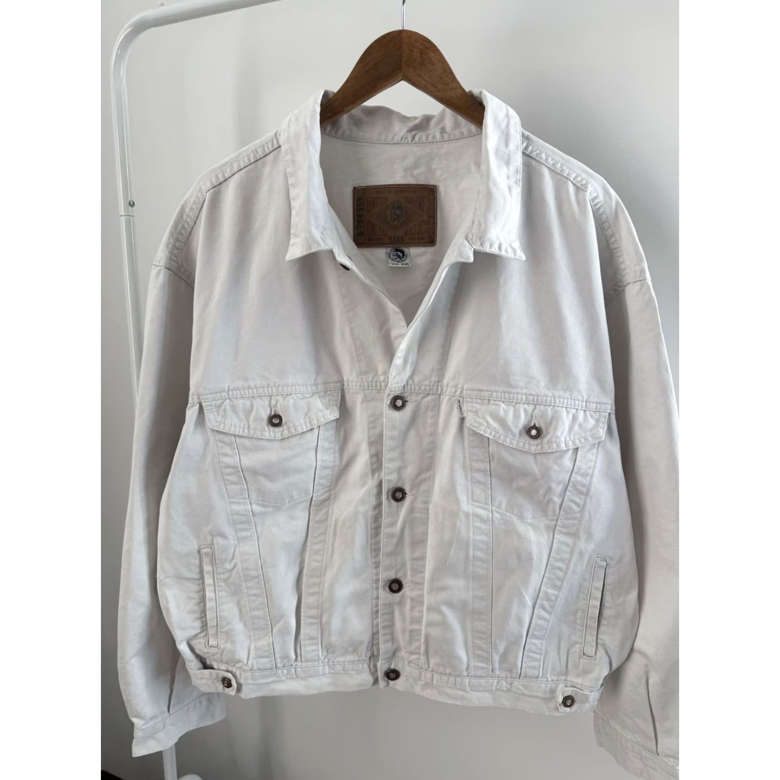 Diesel VINTAGE Diesel Jacket 90s Denim Cropped Button-Up White XXL Men Cropped Denim Jacket Casual Workwear 90s Y2K Vintage Diesel Clothes USA Italy Size US XXL / EU 58 / 5 - 5 Thumbnail