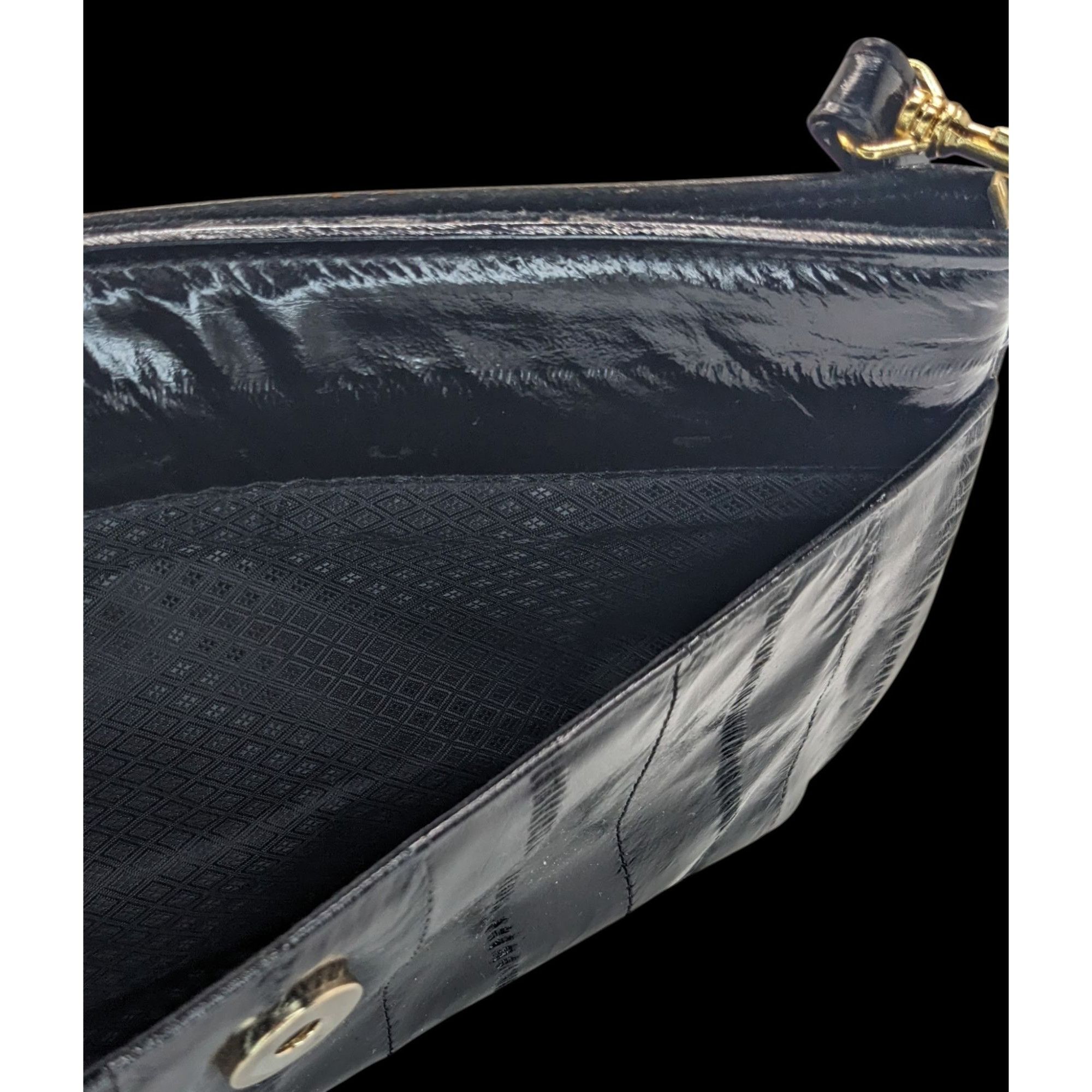 Other Vintage 80s Black Eel Skin Shoulder Bag With Gold Accents Ma Size ONE SIZE - 2 Thumbnail