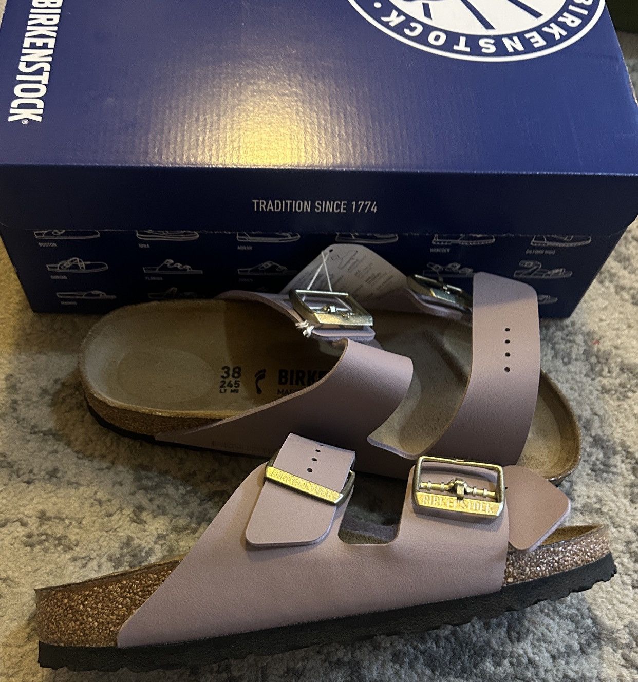 Birkenstock Birkenstock Arizona Birko-Flor Slide Sandal Faded Purple Size US 8 / IT 38 - 4 Thumbnail
