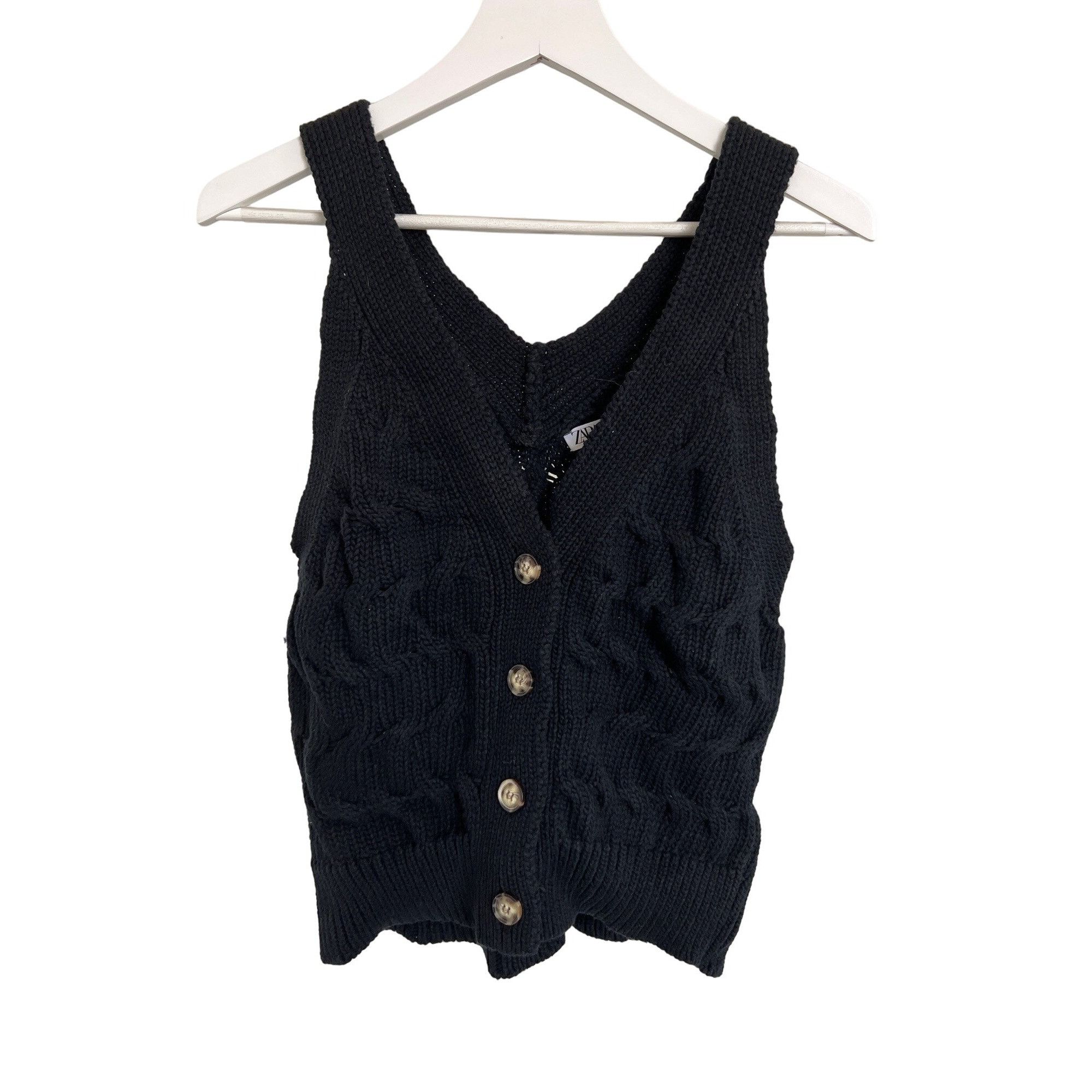 Zara Zara Black Cable Knit Sweater Vest Size S / US 4 / IT 40 - 1 Thumbnail