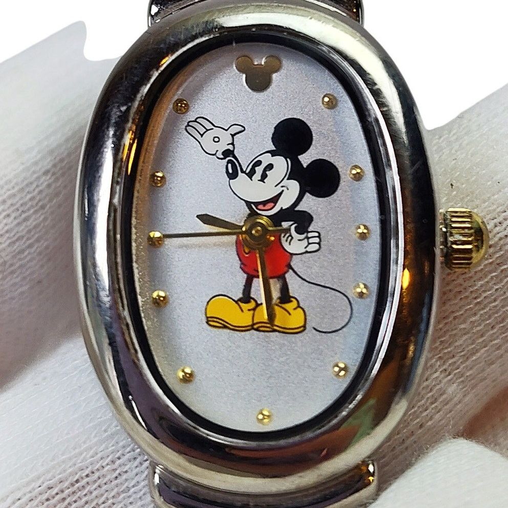 Disney Disney Store Mickey Mouse Oval Watch Gold Silver Bracelet Size ONE SIZE - 1 Thumbnail